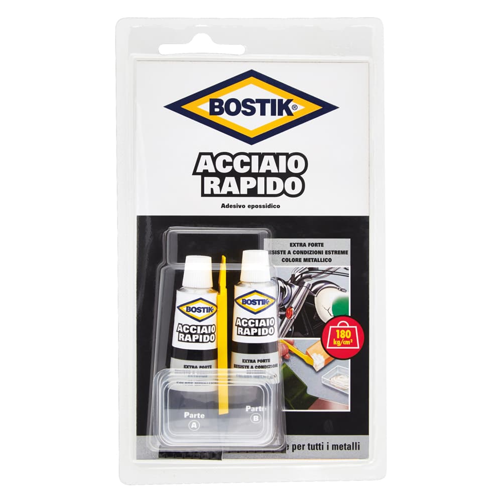 ADESIVO 'ACCIAIO RAPIDO' ml. 30 (2 x 15 ml)- 12 blister  - BOSTIK - 2