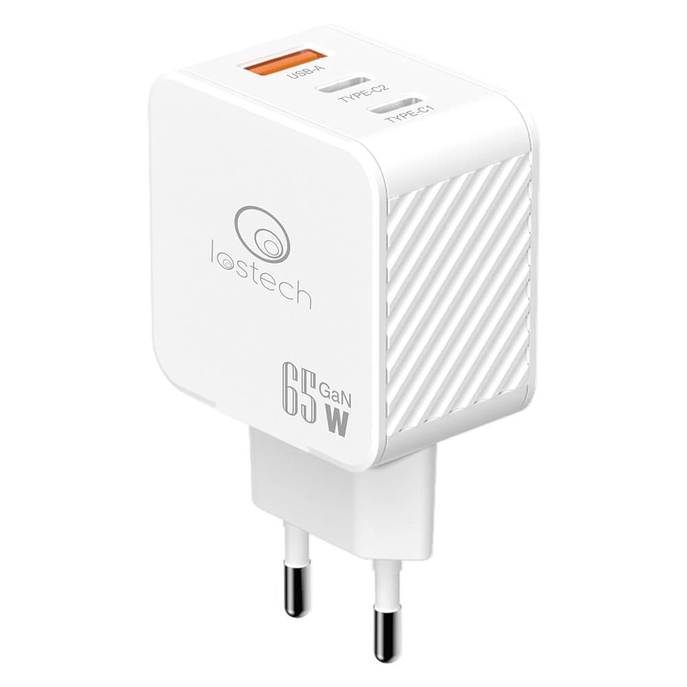 Caricabatteria da Muro Tre Uscite Carica Ultra Rapida Lostech 65 w - 2