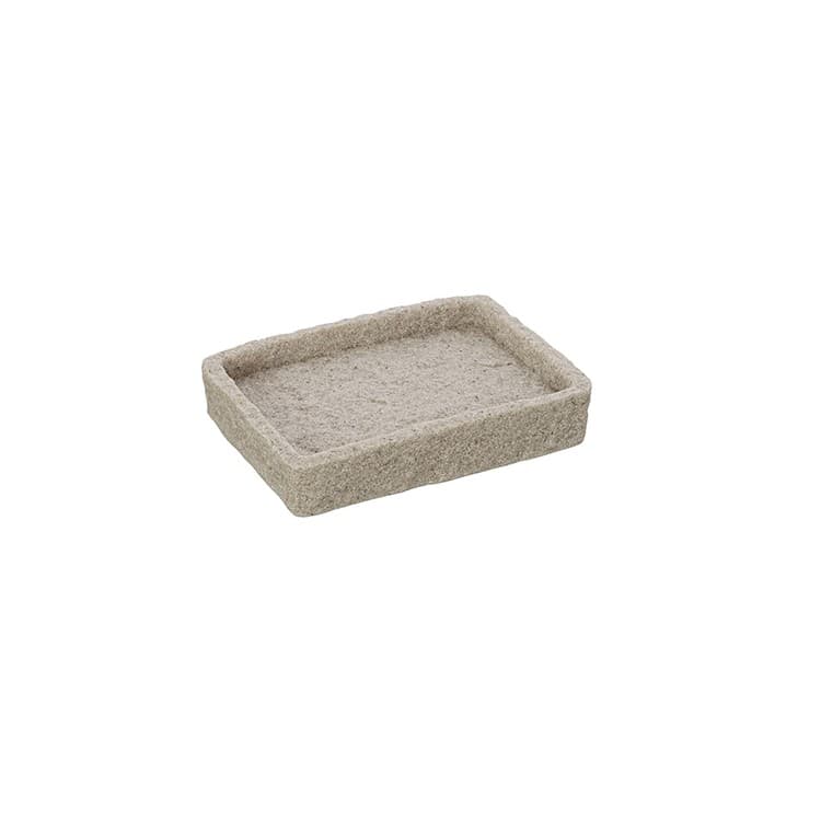 Porta Sapone Bagno in Poliresina Beige Effetto Pietra Linea Sabbia Feridras - 2