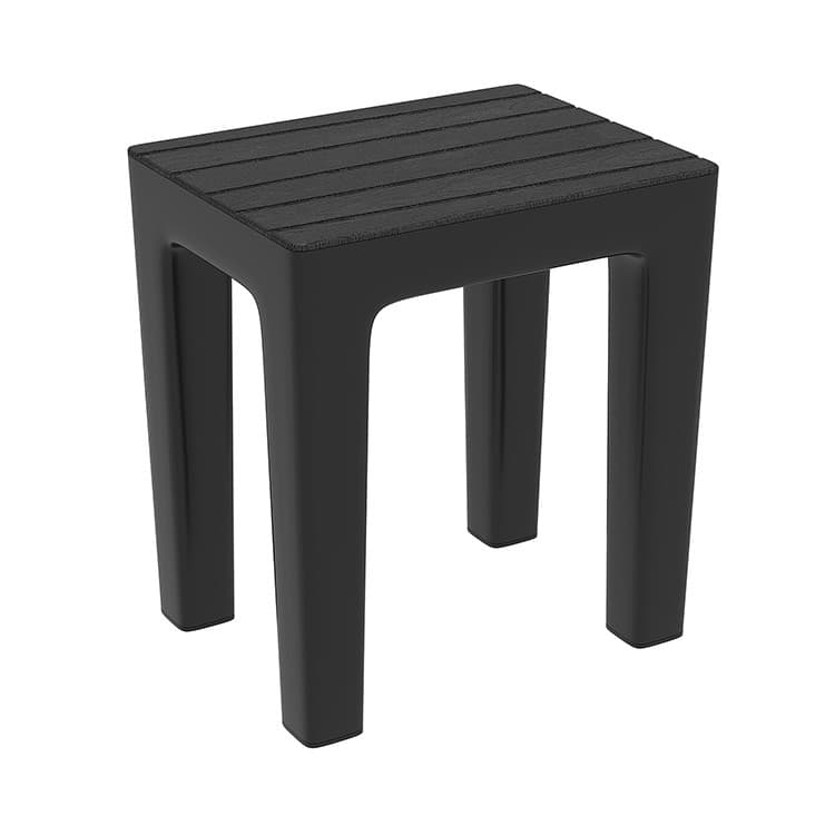 Sgabello Bagno e Casa in Plastica Effetto Legno Colore Nero 38 x 29 x 41,5 - 2