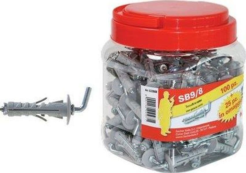 Tassello Nylon Sb Gancio Corto Promopack Fischer Sb 9 x 8 con 25 100 Pezzi