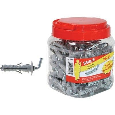 Tassello Nylon Sb Gancio Corto Promopack Fischer Sb 9 x 8 con 25 100 Pezzi - 2
