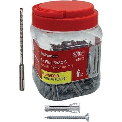 Tassello Nylon Sx 6S Plus Vite TSP Propack Fischer 6 mm 200 Pezzi - 2