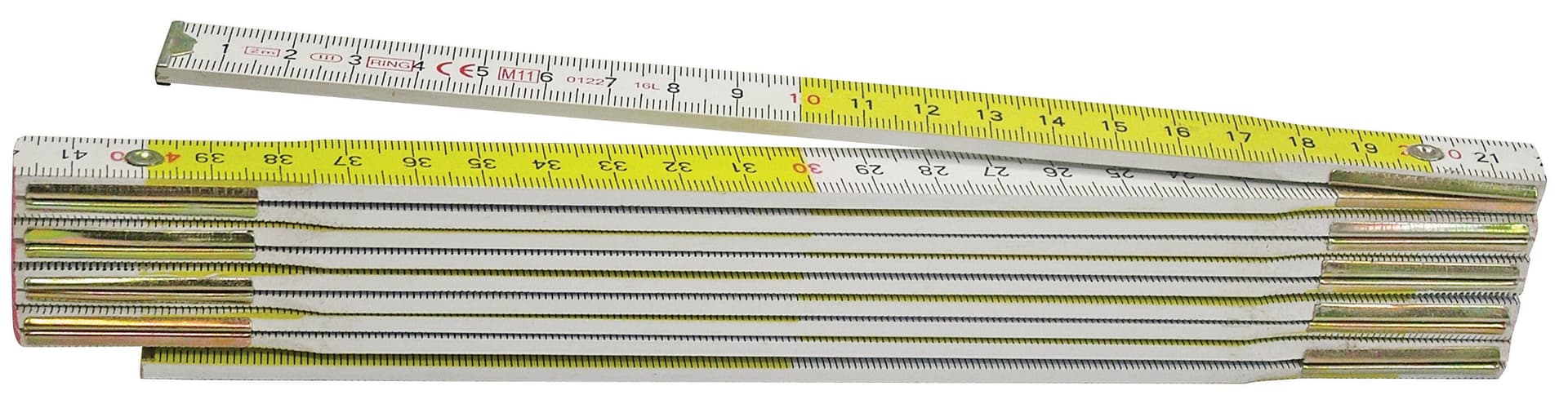 Doppiometro in Legno Bianco Giallo Lunghezza M 2 12 Pezzi Metrica - 2