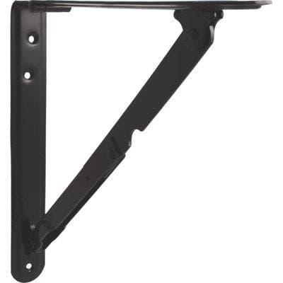 Reggimensola Pieghevole Acciaio Verniciato Nero 300 x 300 mm 2 Pezzi - 2