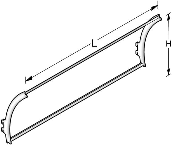 Telaio per Veletta Concava Cm 100 x 40 H Colore Bianco RAL9001 - 2