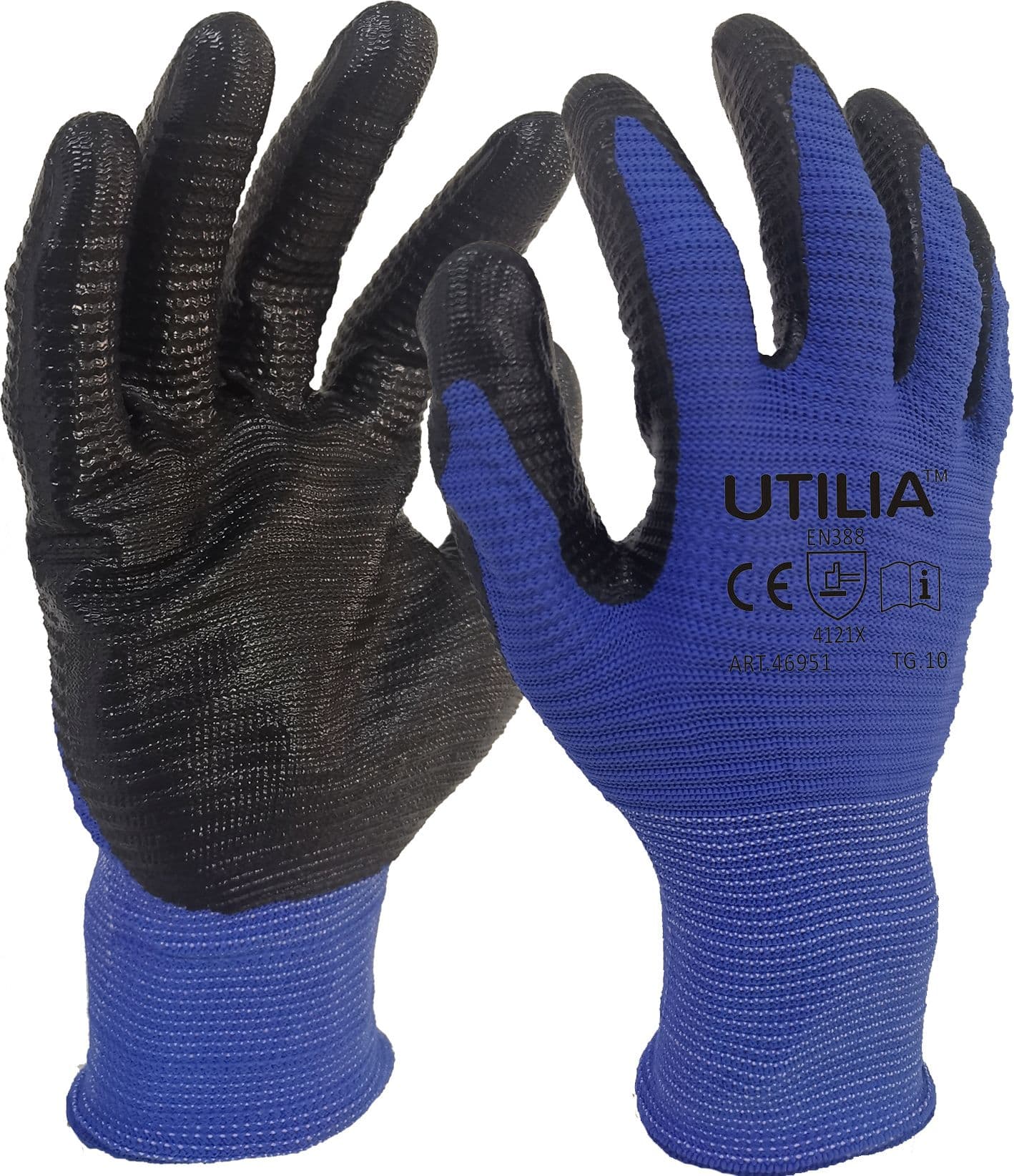 Guanti in Nylon Nitrile Colore Blu Nero TG.11 12.00 Paia Utilia - 2