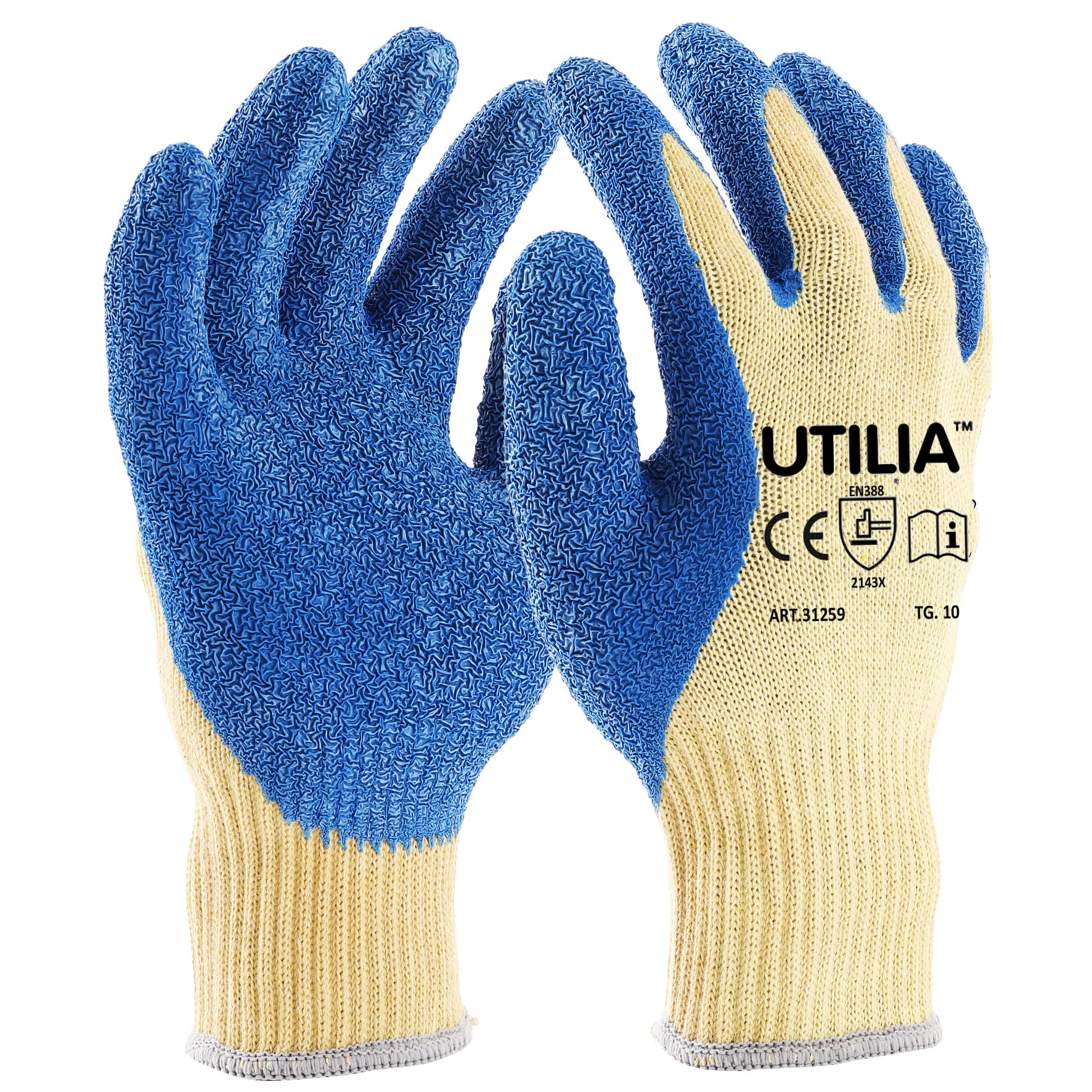 Guanti in Lattice Cotone Colore Blu TG.10 12.00 Paia Utilia - 2