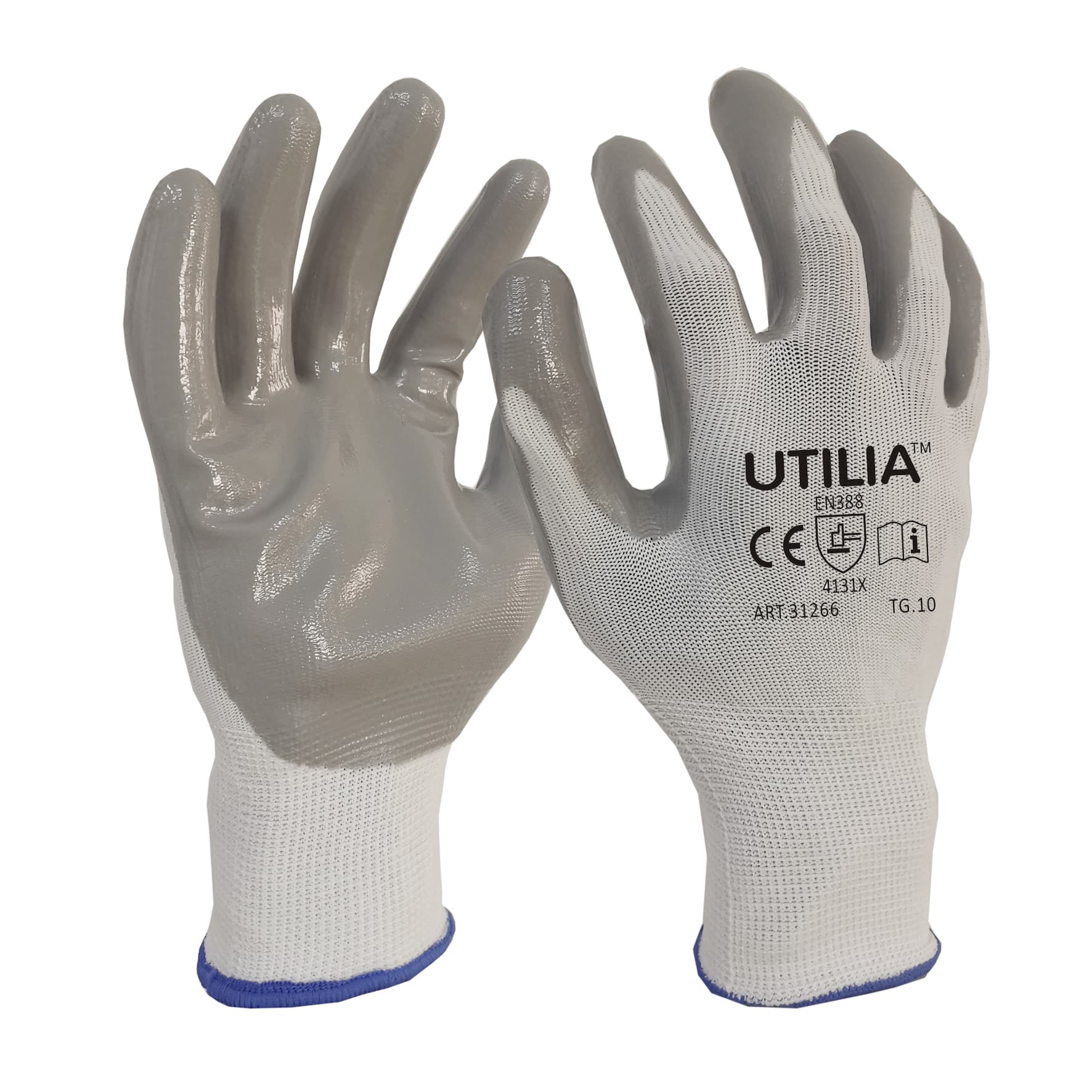 Guanti in Nitrile Nylon Colore Grigio Tg. 6 12.00 Paia Utilia - 2