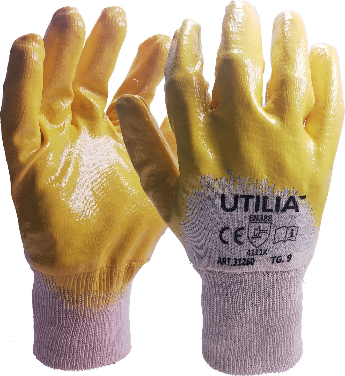 Guanti in Nitrile Cotone Colore Giallo Tg. 8 12 Paia Utilia