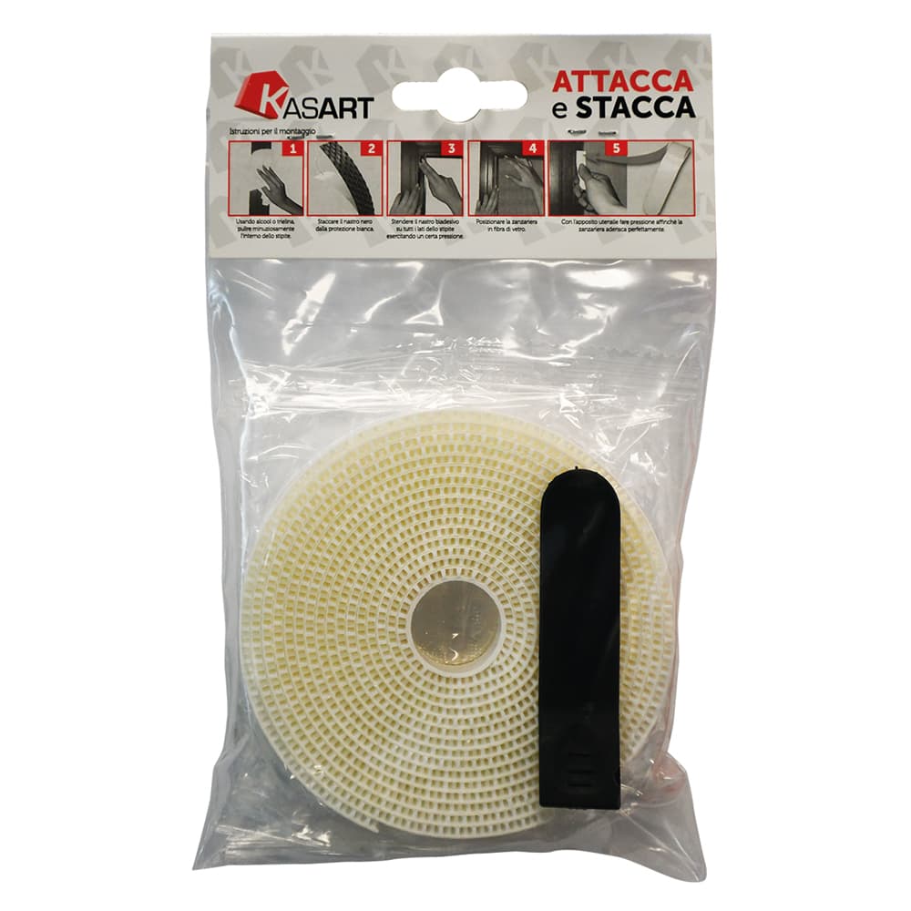 Nastro Attacca Stacca per Zanzariere Col. Kasart Bianco 10 x 6,6 mt - 2