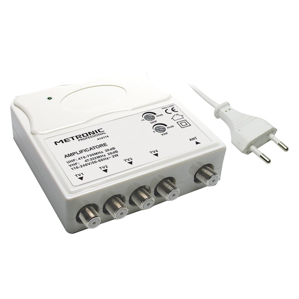 Amplificatore Interno 1 in 4 Out 1 Ingresso Uhf Vhf 4 Uscite Tv Metronic - 2