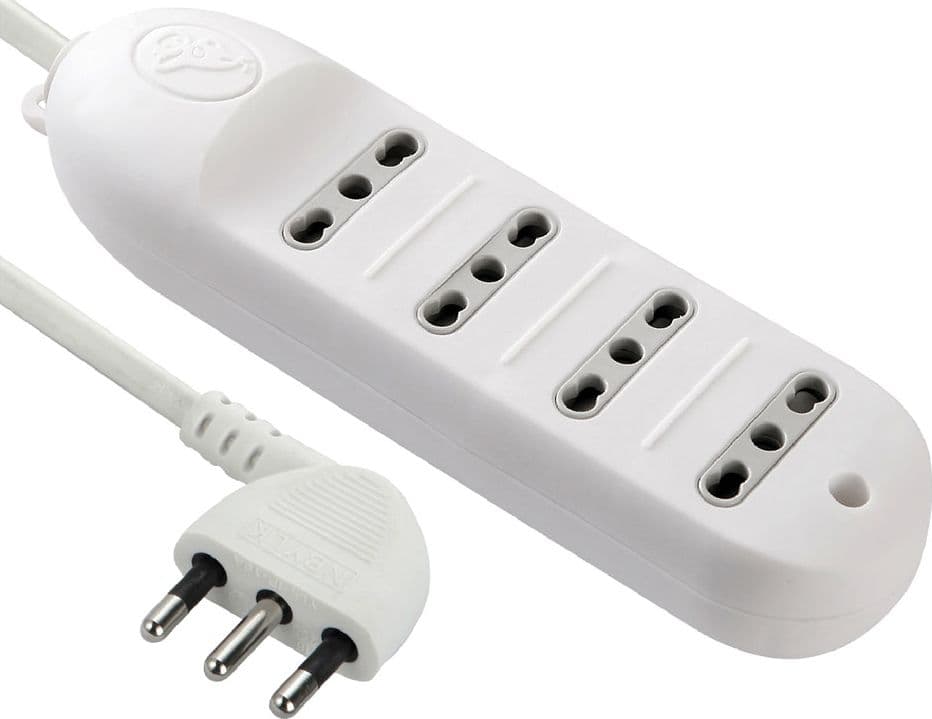 Multipresa Bivalente con Cavo 4 Prese Bival.10 16a Art 62013 Electraline in Rame