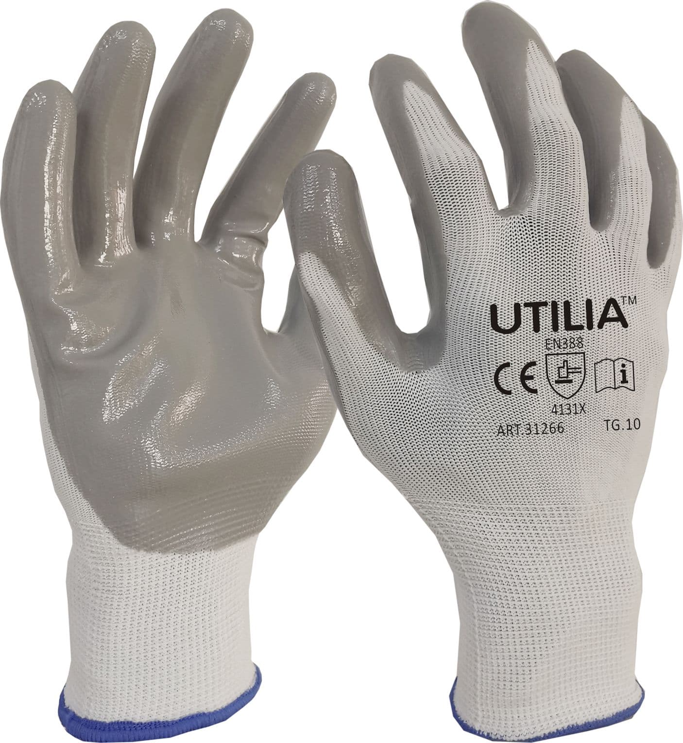 Guanti in Nitrile Nylon Colore Grigio Tg. 9 12 Paia Utilia