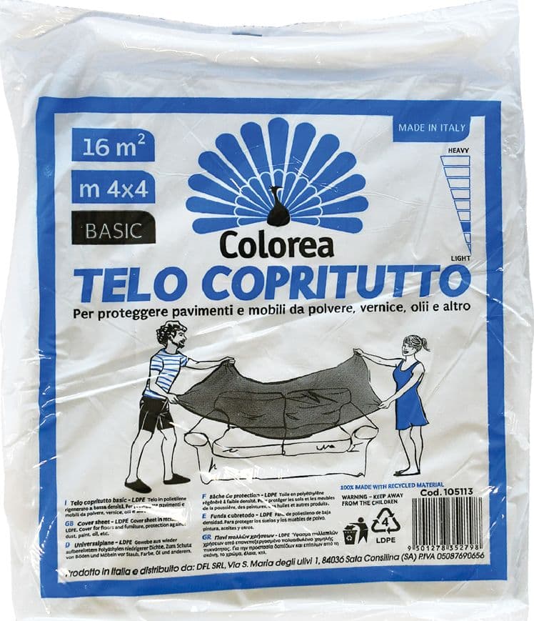 Telo Copritutto Multiuso Colorea 200 gr Circa 90 Pezzi 4 x 4 mt - 2