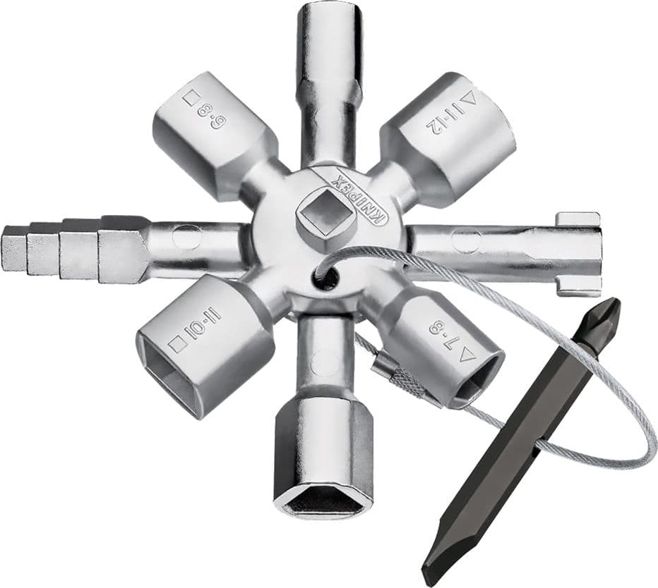 Chiave a Croce per Cassette Armadi Tipo Universale 10 Profili Knipex in Acciaio Inox
