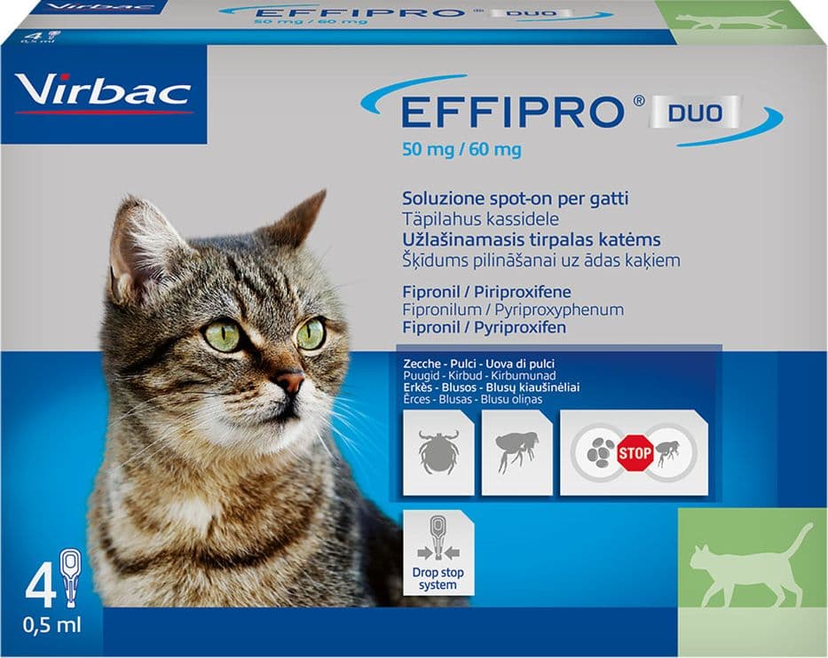 ANTIPARASSITARIO 'EFFIPRO DUO' 'Gatto' da 1 a 6 kg  - 4 pipette ml 0,5  - VIRBAC - 2