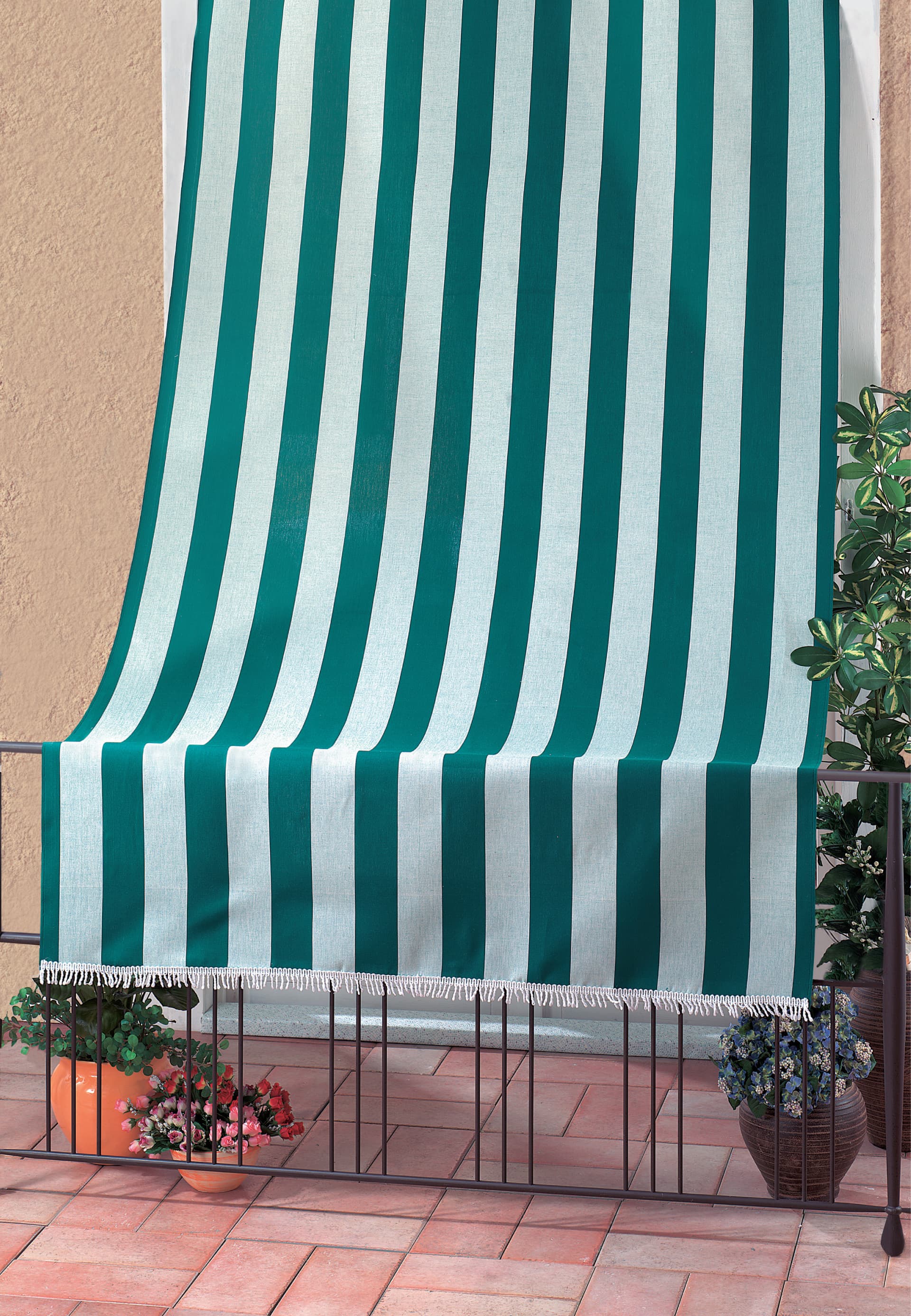 Tenda Sole Rio con Tunnel e Frangia Cm 140 x 300 Colore Bianco Blu - 2
