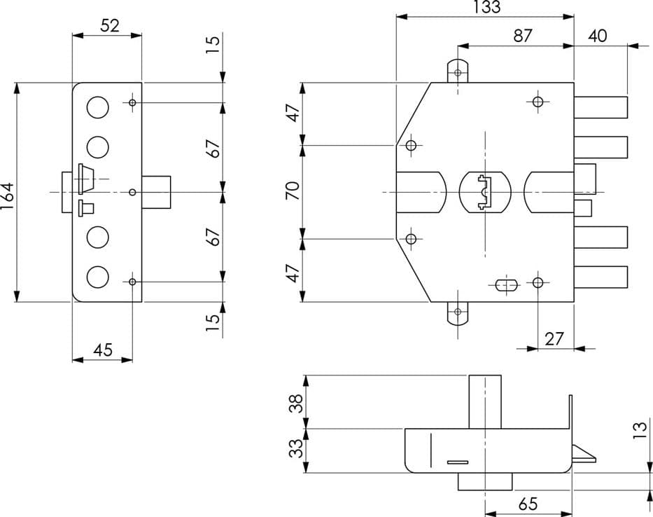 Serratura Elettrica da Applicare Triplice Art 682 Dx Cilindro Yale 60 mm - 2