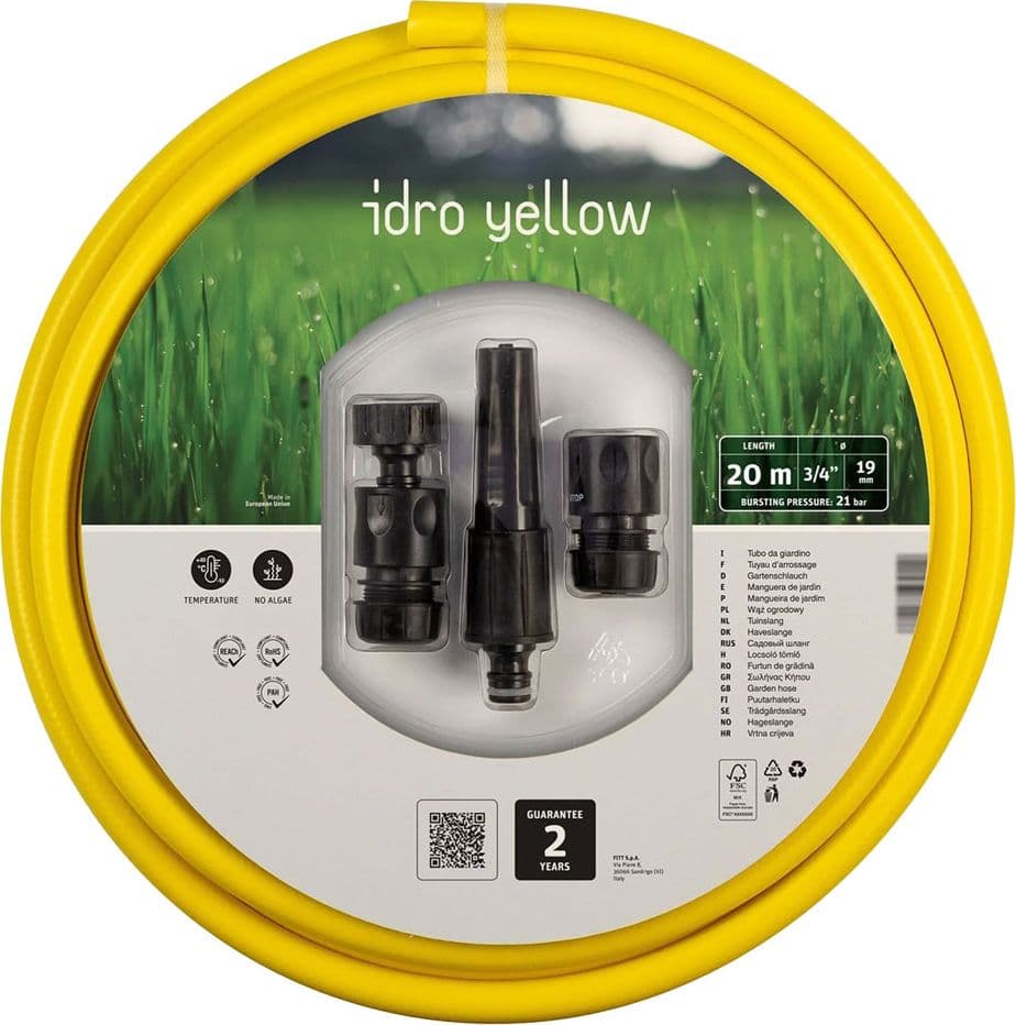 Tubo con Kit X 5/8 Fitt Idro Yellow in PVC 15 mm 25 Mt