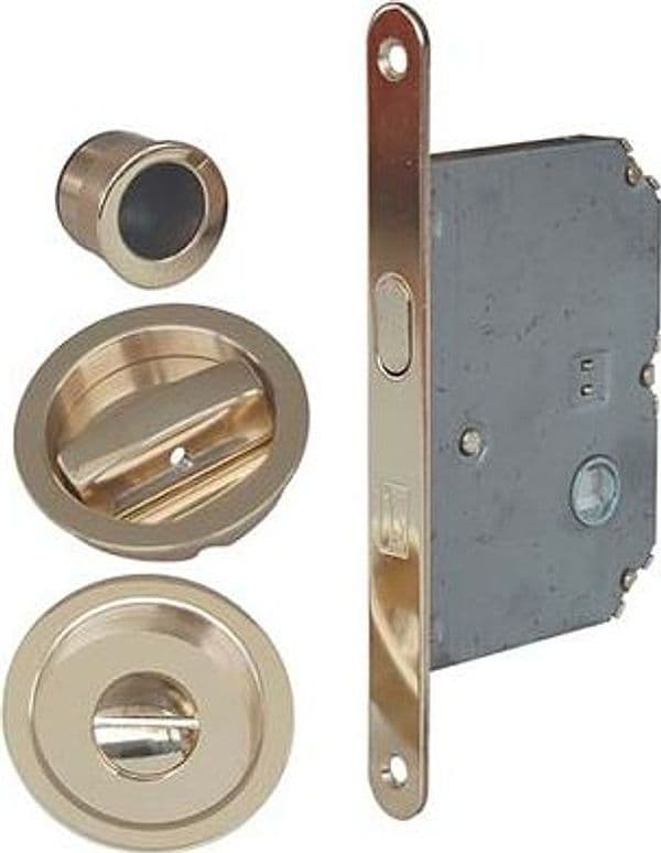 Serratura Porta Scorrevole Bon Bonaiti Nicchie Tonde E.mm 50 B.tondo Ottone - 2