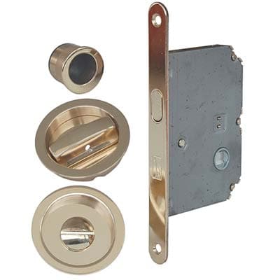 Serratura Porta Scorrevole Bon Bonaiti Nicchie Tonde E.mm 50 B.tondo Ottone - 2