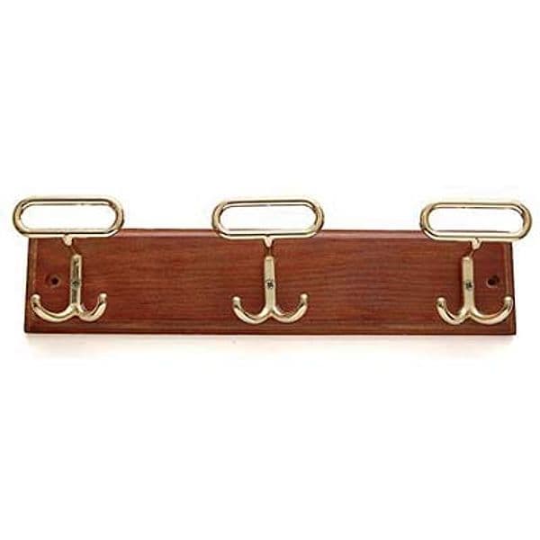 Appendiabiti a Muro Leonzio Legno Noce Acciaio Oro Posti 3 cm 32 – Autres