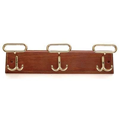 Appendiabiti a Muro Leonzio Legno Noce Acciaio Oro Posti 3 cm 32 - 2