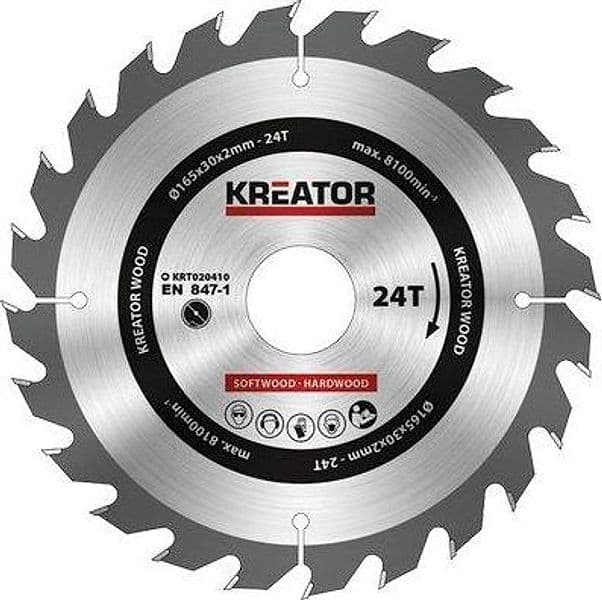 Lama Circolare Taglio per Legno Kreator Mm 165X30 Denti 24 – Autres