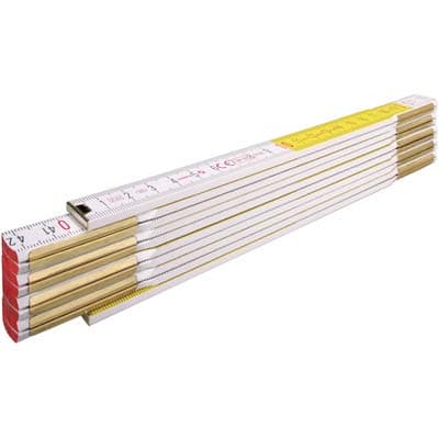 Doppiometro Legno 617 Stabila Bianco Giallo Decimetri Rossi 2 m 10 Pezzi - 2