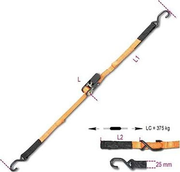 Cinghia a Trazione 2 Ganci con Cric 8188CG Robur 400 kg H 25 mm 2 Pezzi