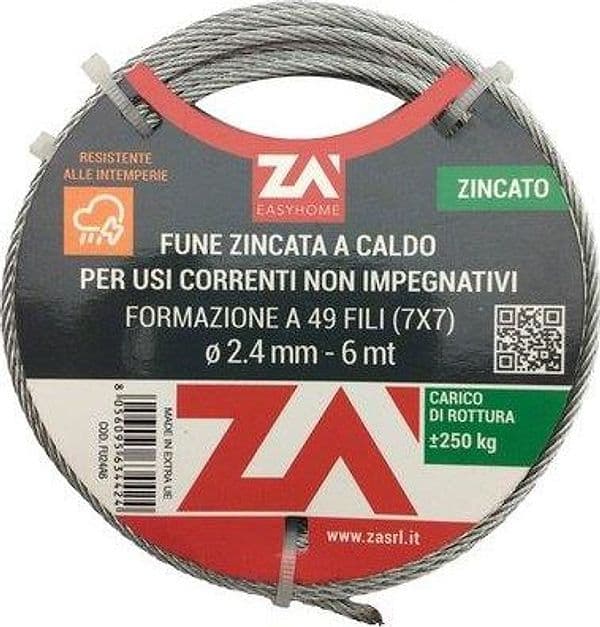 Fune Argano Zincata L.9 m Ø 1,8 mm 5 Pezzi - 2