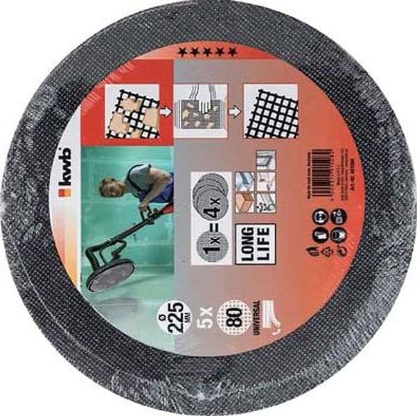 Disco Abrasivo Levigatrice Pareti TC DW225 Einhell Grana 80 225 mm 5 Pezzi - 2