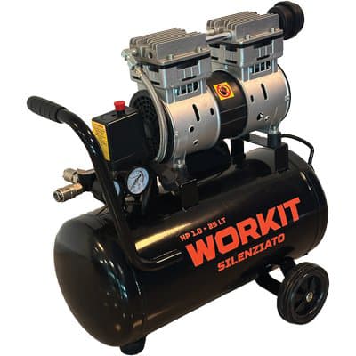 Compressore Ac Silenziato Workit Secco Lt 25 HP 1,0 - 2