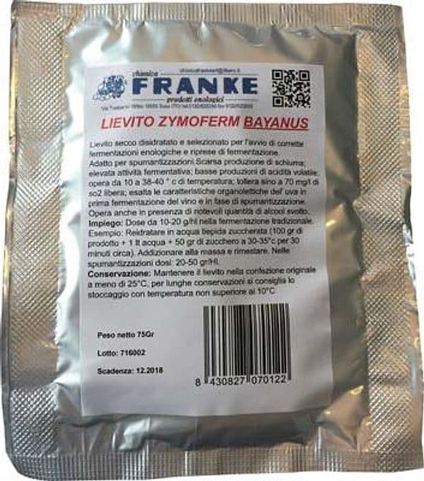 Lievito Enologico Zymoferm Bayanus Franke 75 g 5 Pezzi - 2