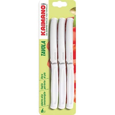 Coltello Tavola Dinamik Kaimano Manico Plt Bianco Inox 11 cm 6 Pezzi - 2