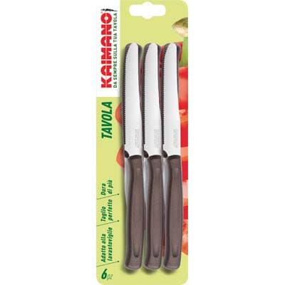 Coltello Tavola Dinamik Kaimano Manico Plt Marrone Inox 11 cm 6 Pezzi - 2