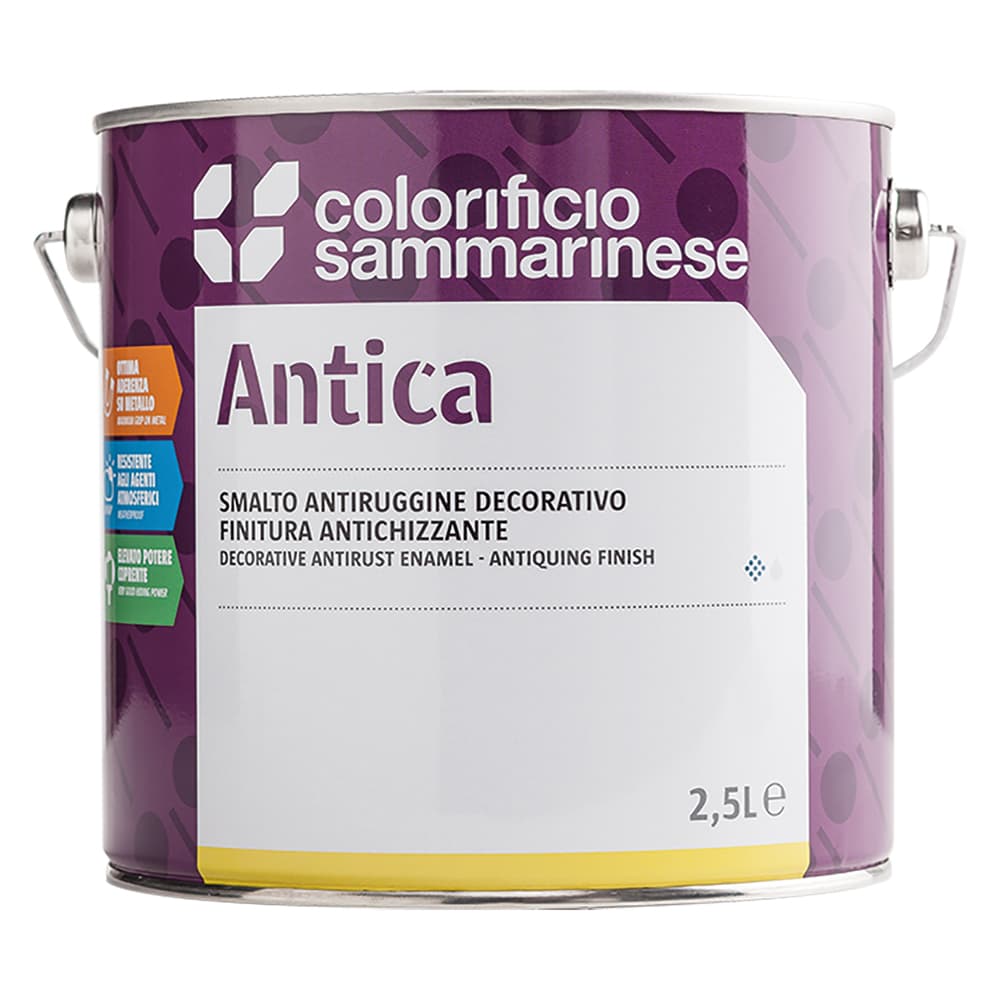 Smalto Antiruggine Colorificio Sammarinese Antica Grana 6 Pezzi Argento - 2