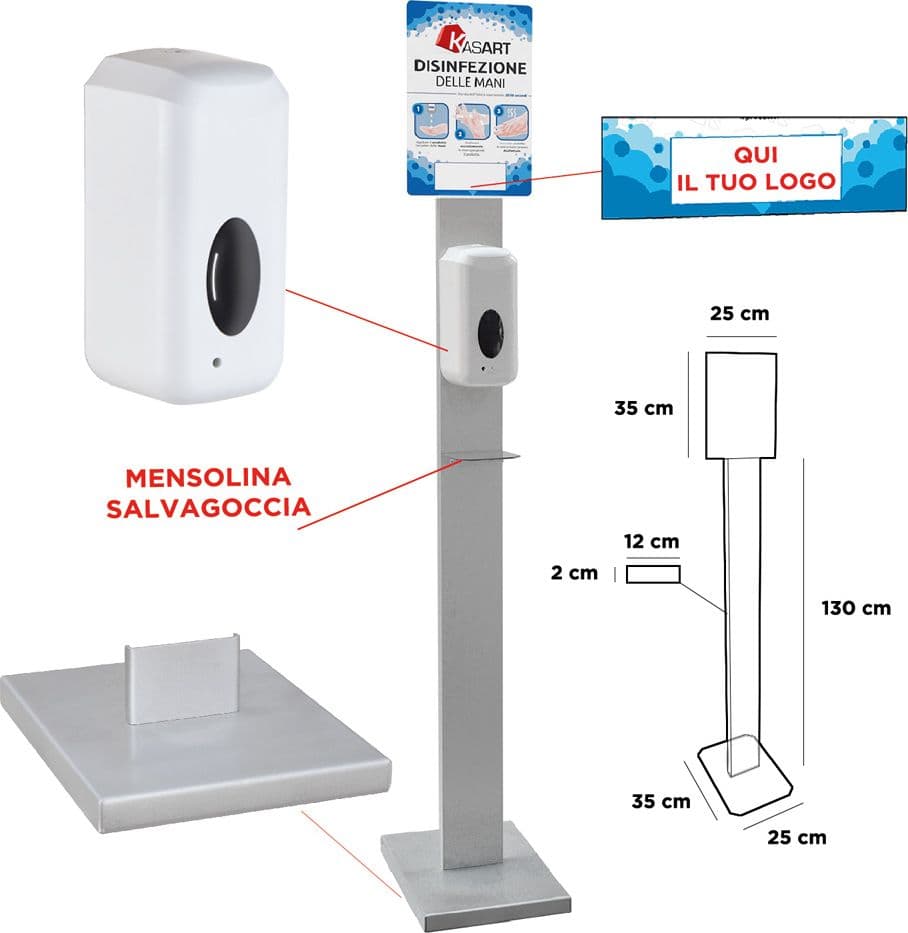 Piantana con Dispenser Automatico Kasart in Alluminio 1000 ml - 2