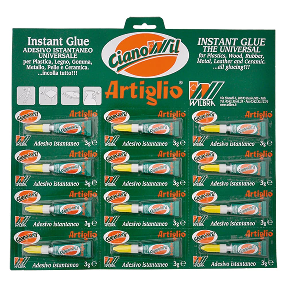 Adesivo Cianocrilato 12 Tubetti Display Appendib. Wilbra Artiglio 3 gr - 2
