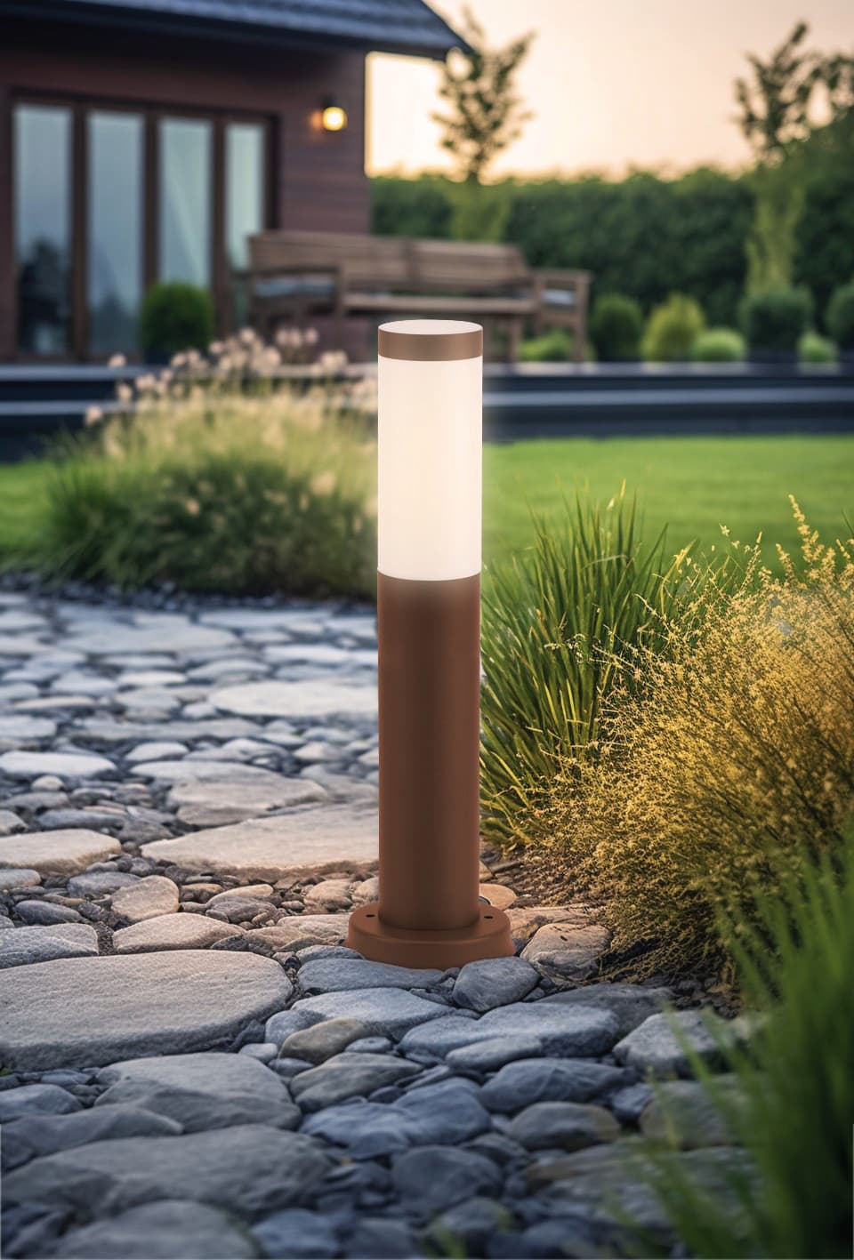 Paletto da Giardino a LED Bamboo Mm 450 H E27 IP54 Colore Corten Century - 2