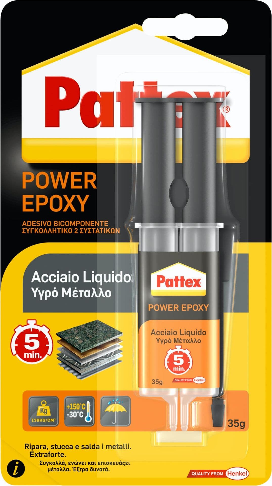 Colore La Pattex Power Epoxy Acciaio Liquido Mix Gr. 35 (siringa) 6 Pezzi - 2
