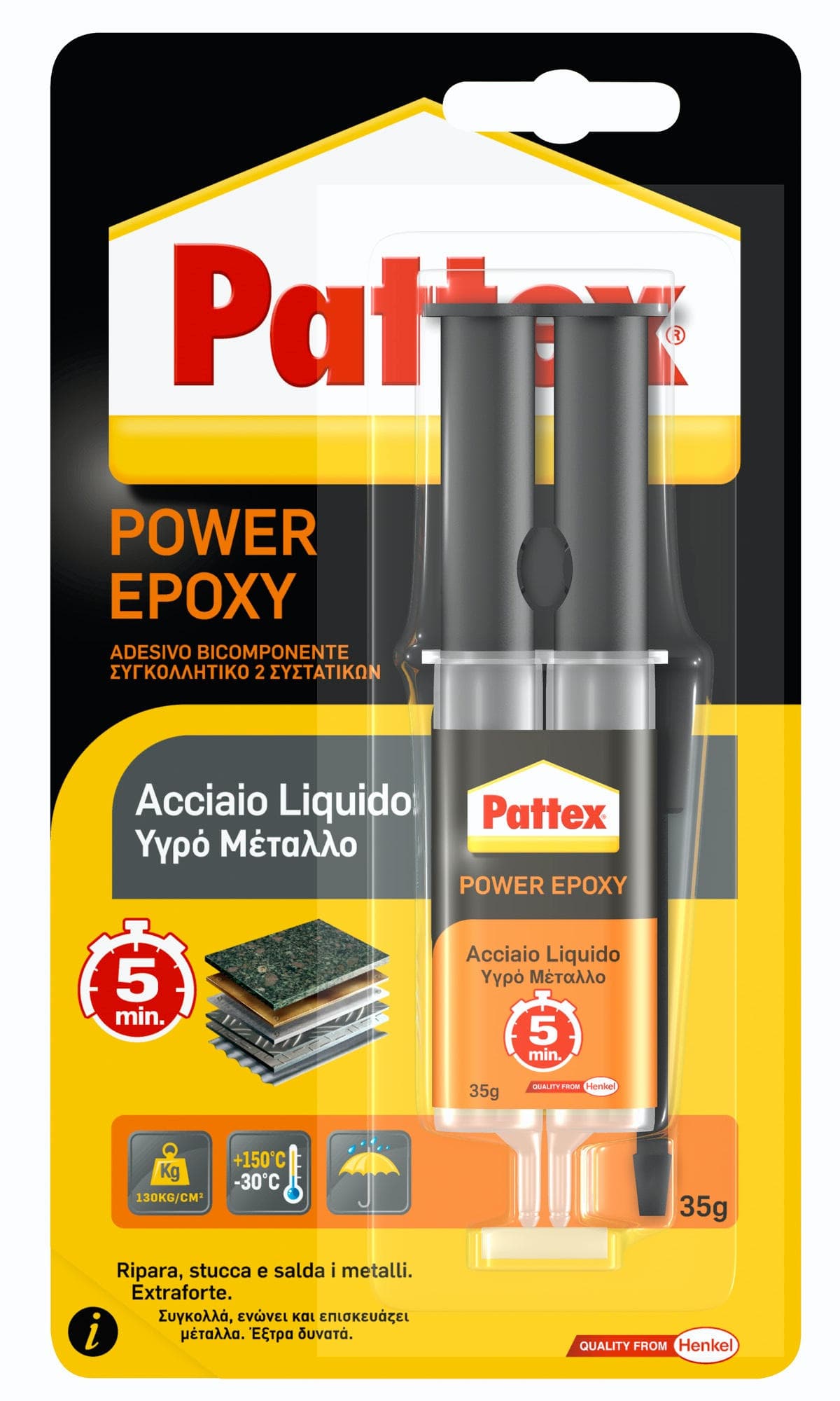 Colore La Pattex Power Epoxy Acciaio Liquido Mix Gr. 35 (siringa) 6 Pezzi - 2