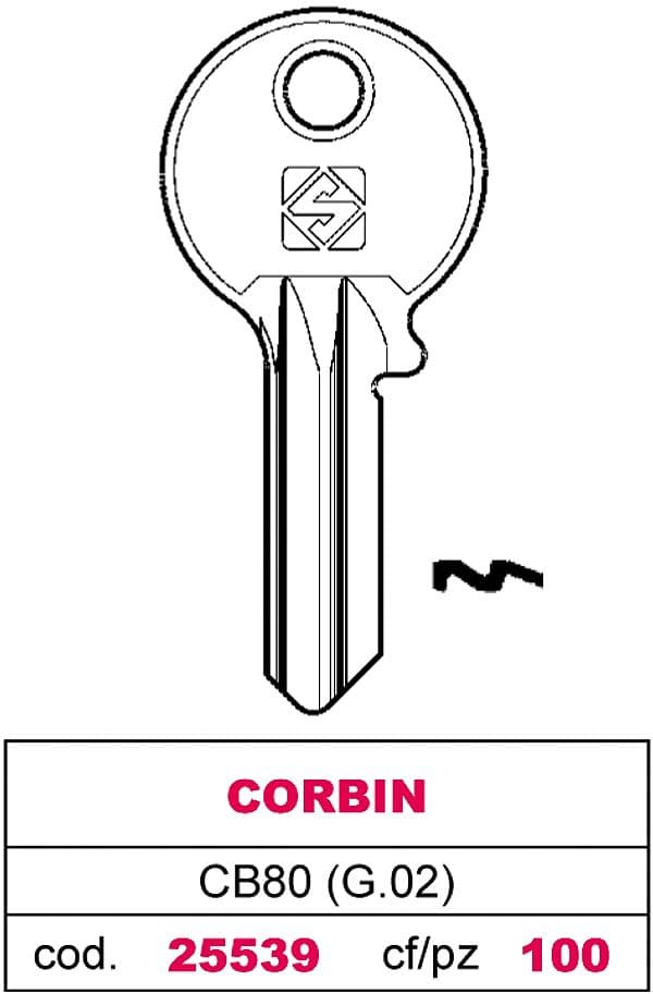 Chiave Asc CB80 (g.vac 0) Corbin 20 Pezzi Silca