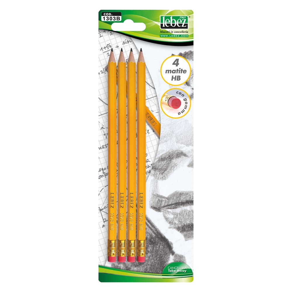 Matita con Lebez Gomma 24 Blister da 4 Pezzi - 2