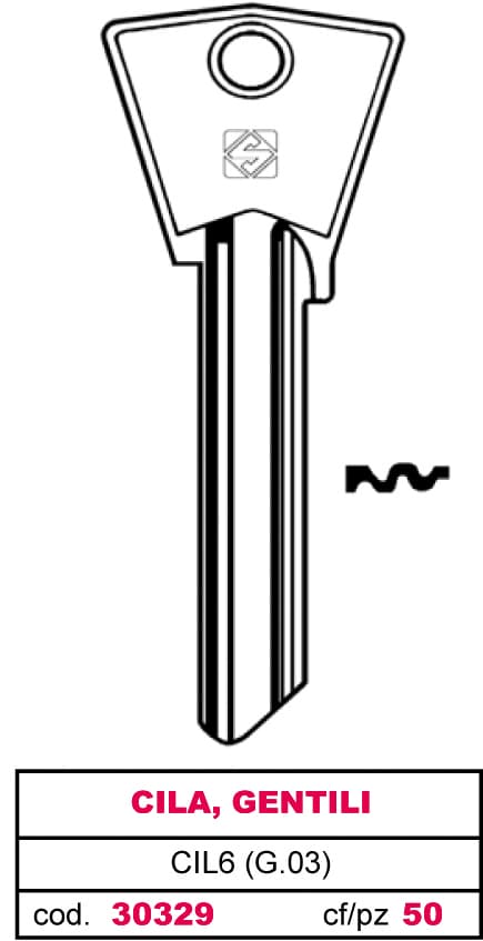 Chiave Ottone CIL6 (g.vad 0) Cila Gentili 10 Pezzi Silca - 2