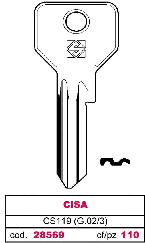Chiave Asc CS119 (g.vac 3) Cisa 10 Pezzi Silca - 2