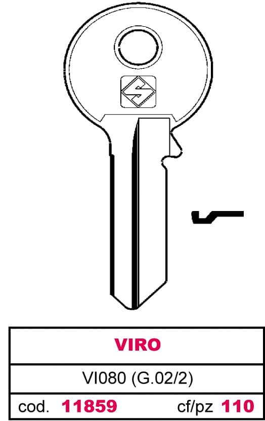 Chiave Ottone VI080 (g.vac 2) Viro 100 Pezzi Silca - 2