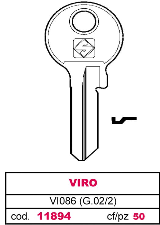 Chiave Ottone VI086 (g.vac 2) Viro 50 Pezzi Silca - 2