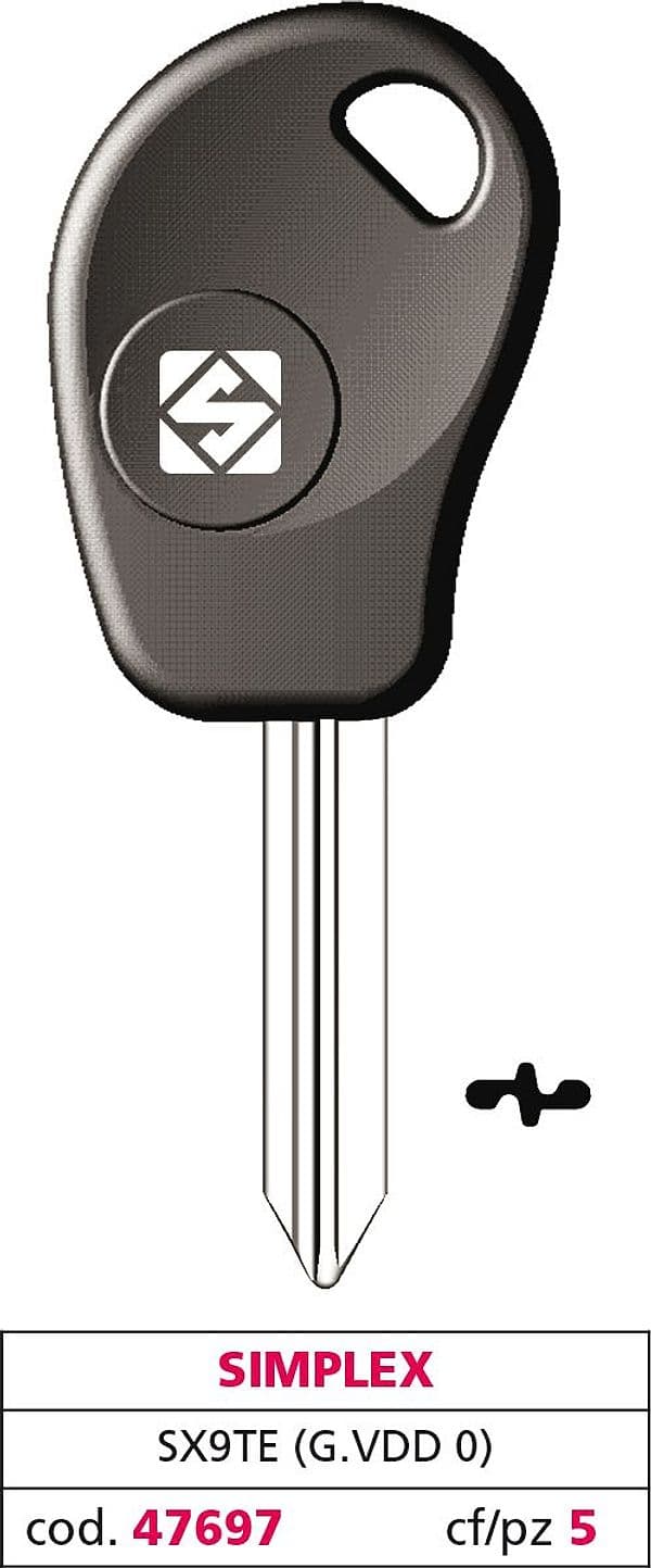 Chiave per Auto SX9TE (g. Vdd 0) Simplex 5 Pezzi Silca